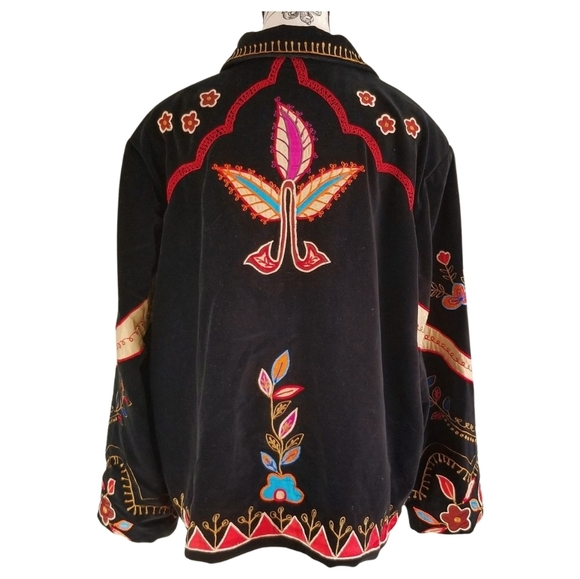Folklore Stitch Velvet Jacket – XXL Colorful Lined - Picture 5 of 6